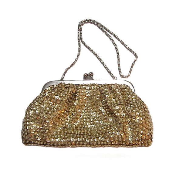 Gold Sequin Beaded Bag Evening Formal - Picture 1 of 6